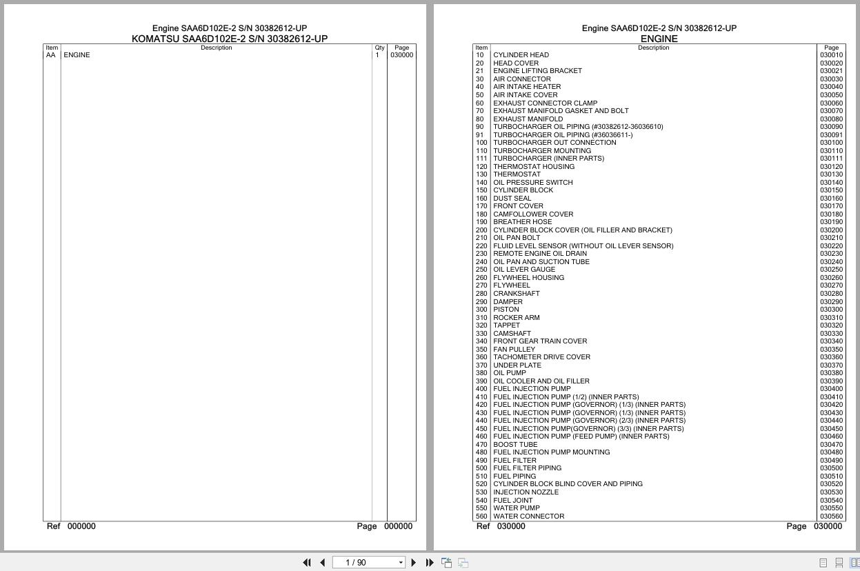 Komatsu Engine SAA6D102E 2 30382612 UP Parts Catalog (1)