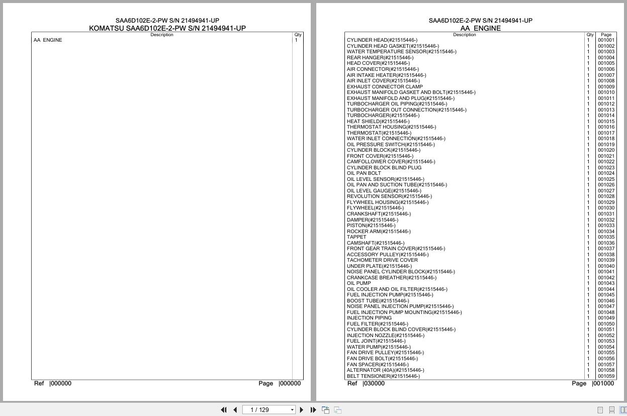 Komatsu Engine SAA6D102E 2 PW 21494941 UP Parts Catalog (1)