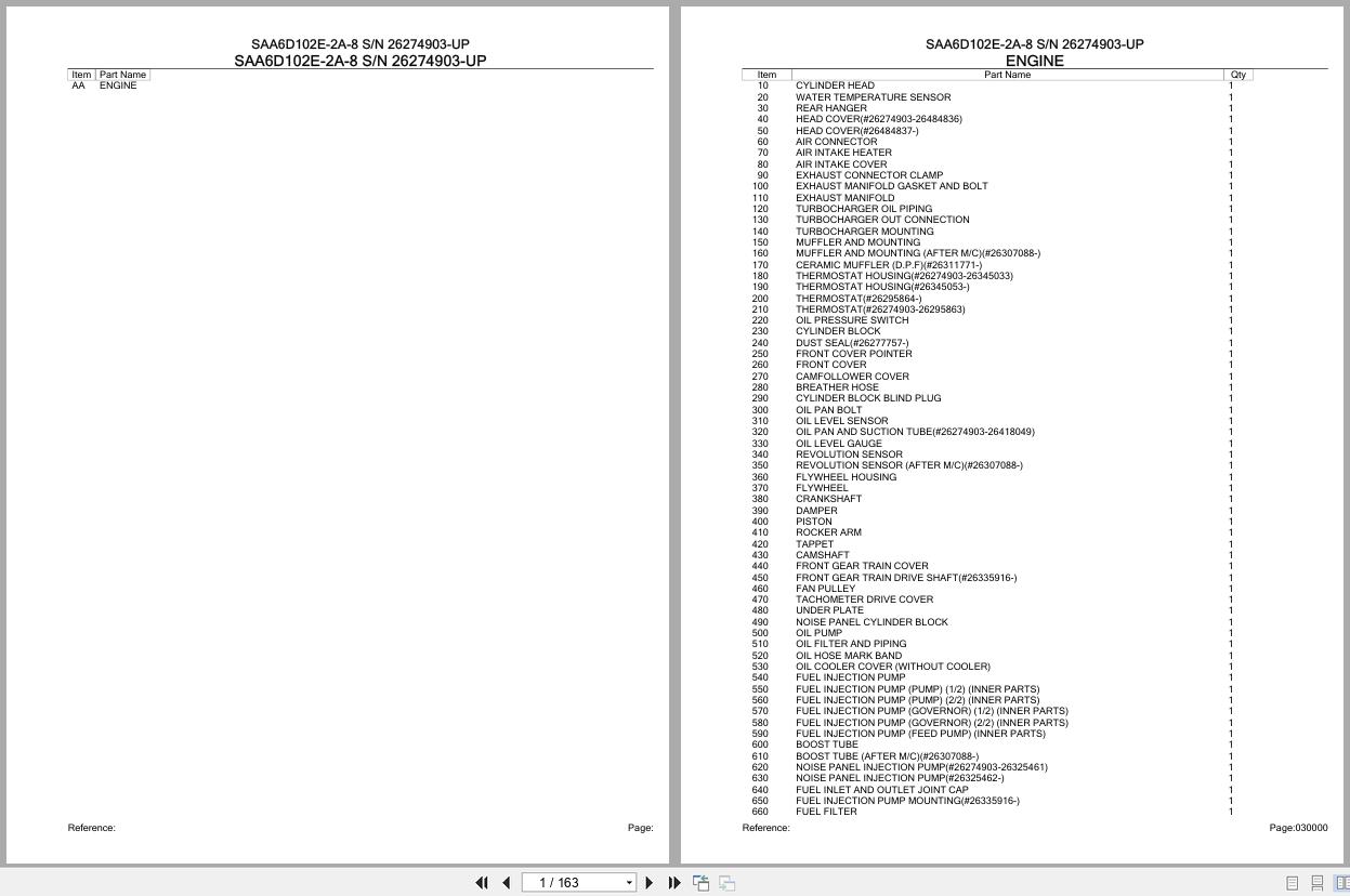 Komatsu Engine SAA6D102E 2A 8 26274903 UP Parts Catalog (1)