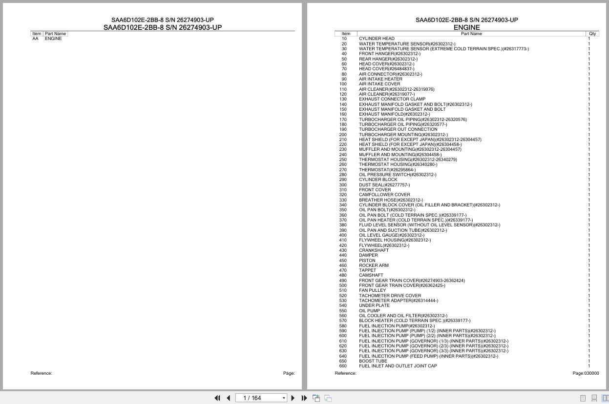 Komatsu Engine SAA6D102E 2BB 8 26274903 UP Parts Catalog (1)