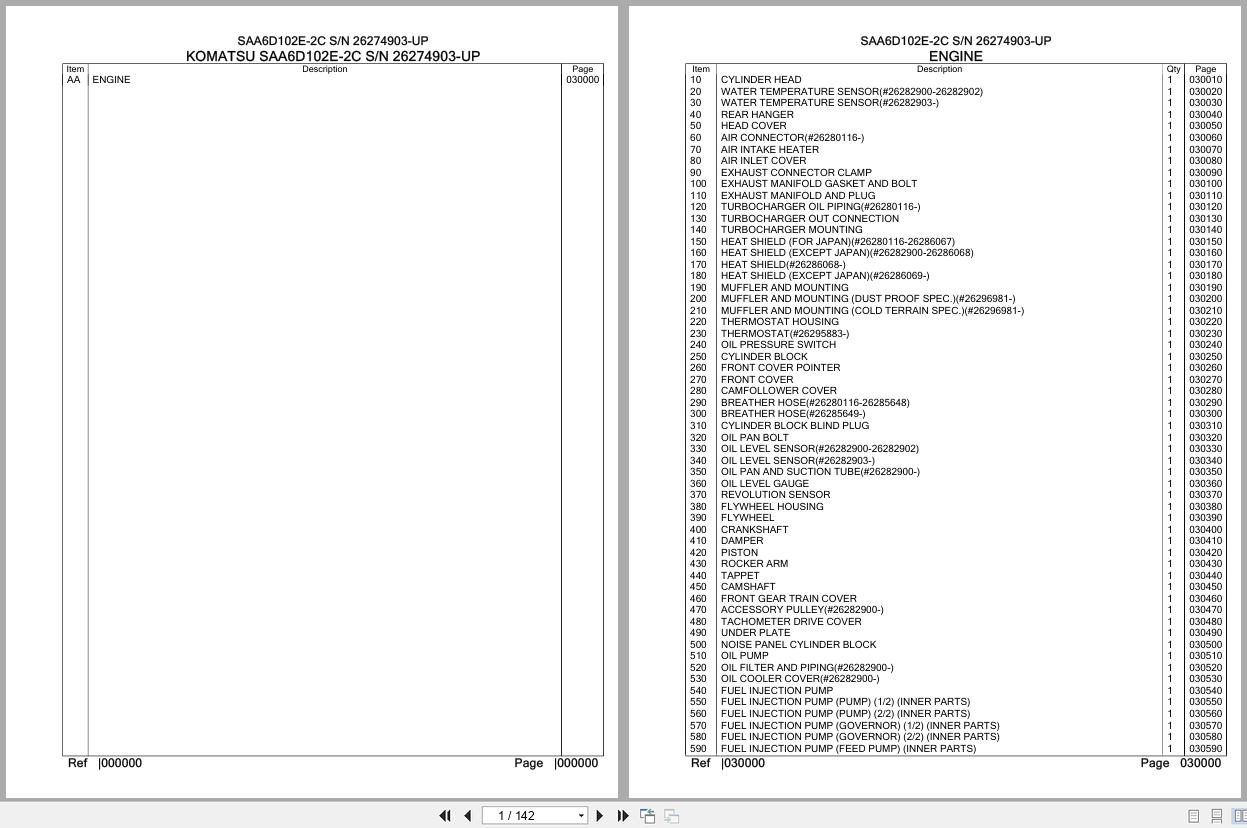 Komatsu Engine SAA6D102E 2C 26274903 UP Parts Catalog (1)