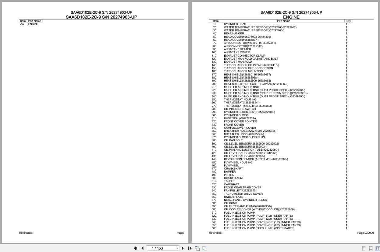 Komatsu Engine SAA6D102E 2C 9 26274903 UP Parts Catalog (1)
