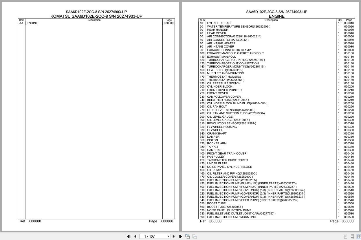 Komatsu Engine SAA6D102E 2CC 8 26274903 UP Parts Catalog (1)
