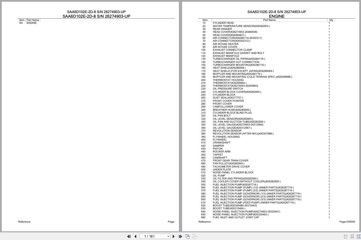 Komatsu Engine SAA6D102E 2D 8 26274903 UP Parts Catalog (1)