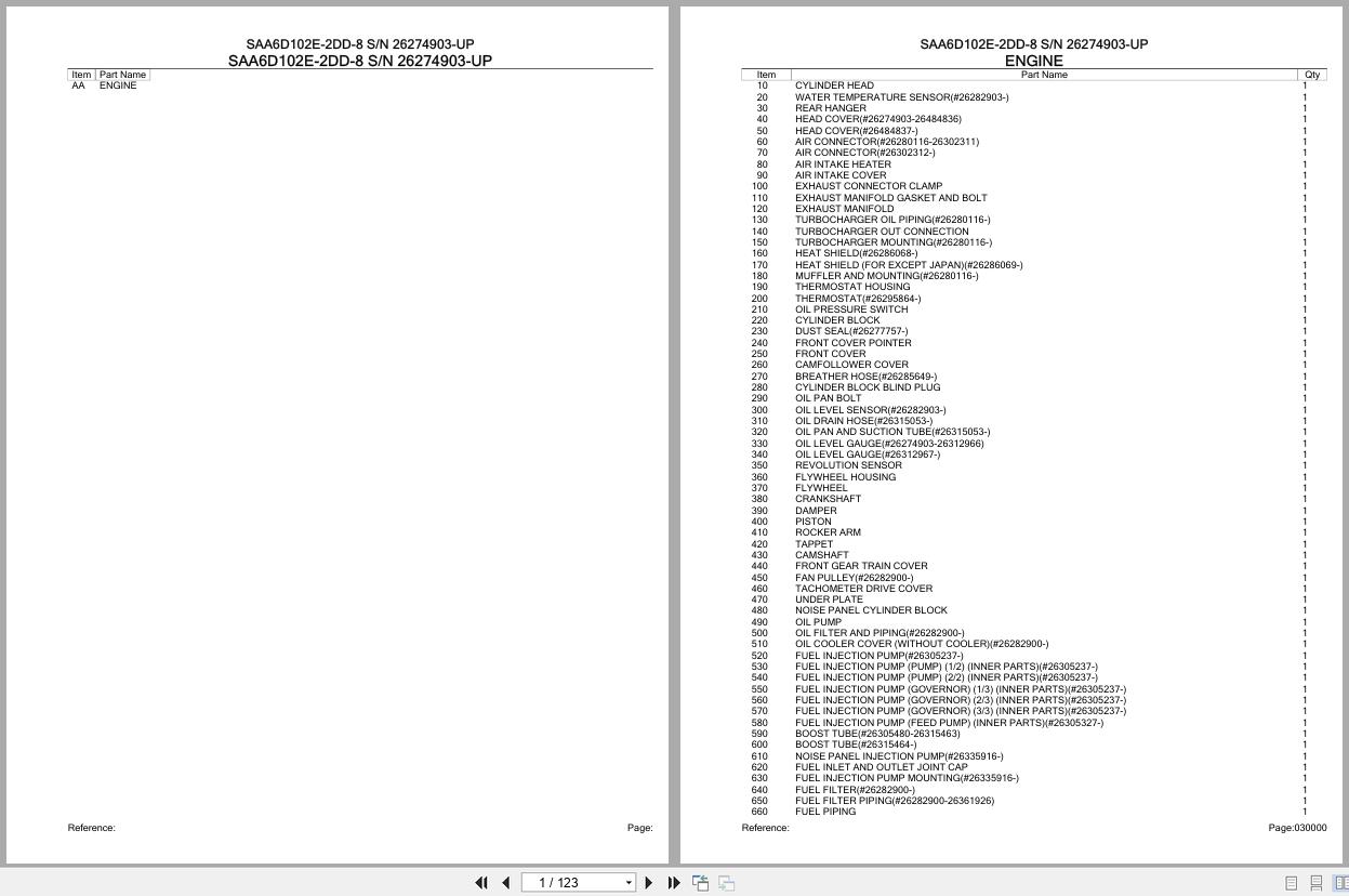 Komatsu Engine SAA6D102E 2DD 8 26274903 UP Parts Catalog (1)