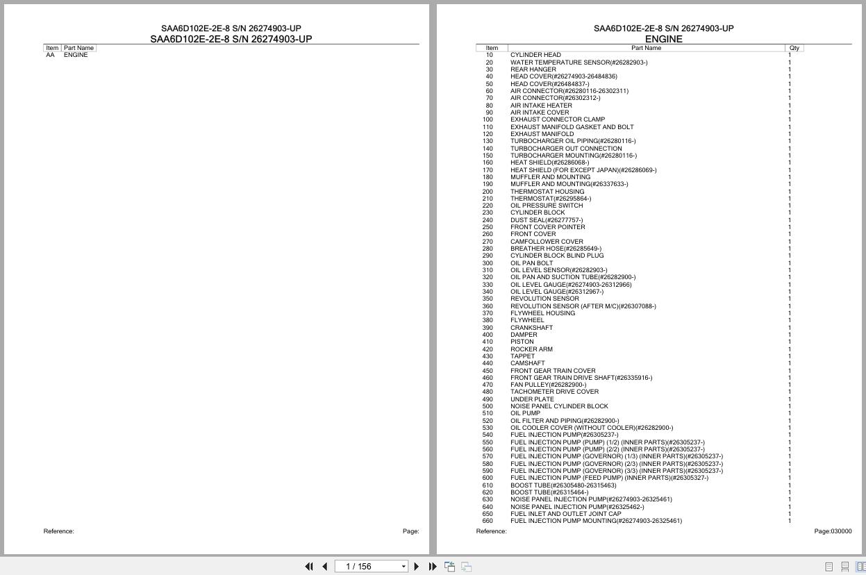 Komatsu Engine SAA6D102E 2E 8 26274903 UP Parts Catalog (1)