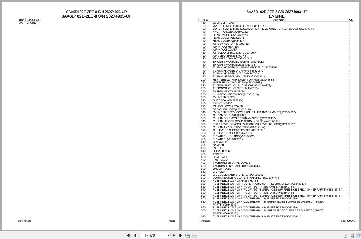 Komatsu Engine SAA6D102E 2EE 8 26274903 UP Parts Catalog (1)