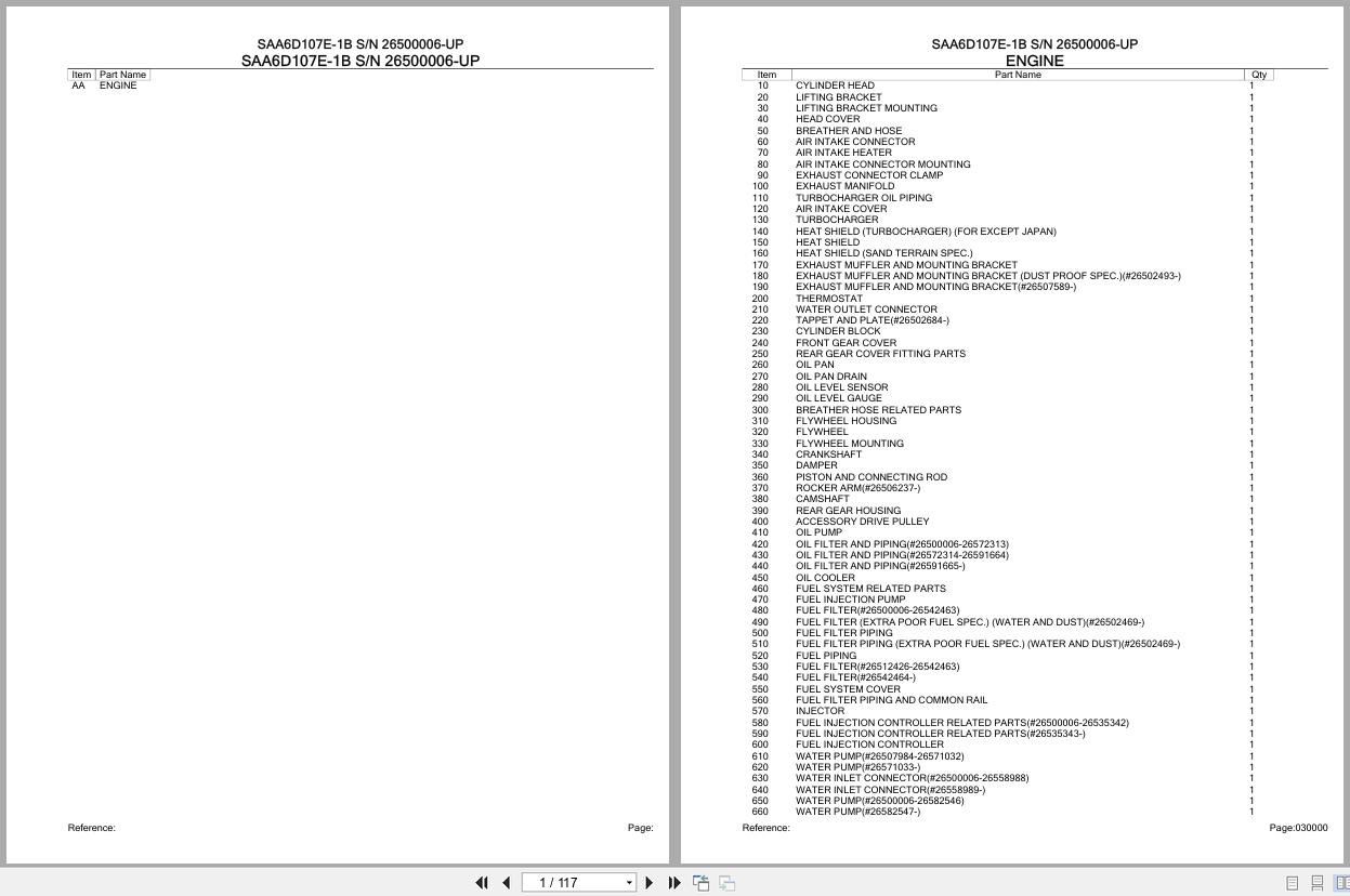 Komatsu Engine SAA6D107E 1B 26500006 UP Parts Catalog (1)