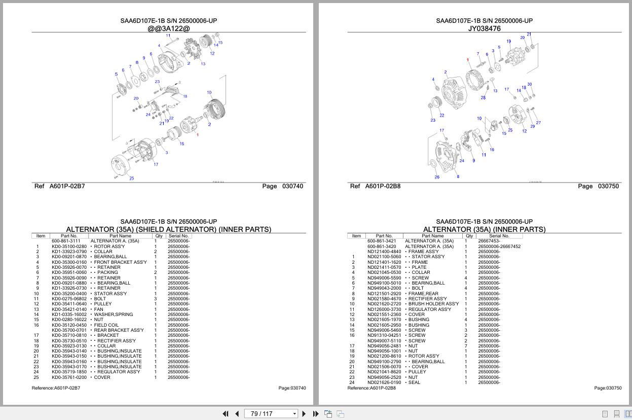 Komatsu Engine SAA6D107E 1B 26500006 UP Parts Catalog (2)