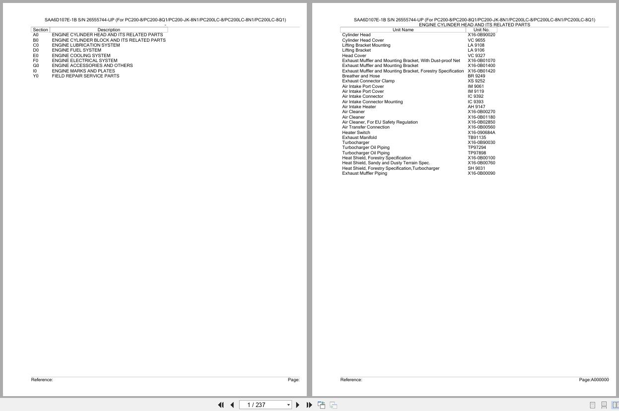 Komatsu Engine SAA6D107E 1B 26555744 UP Parts Catalog (1)