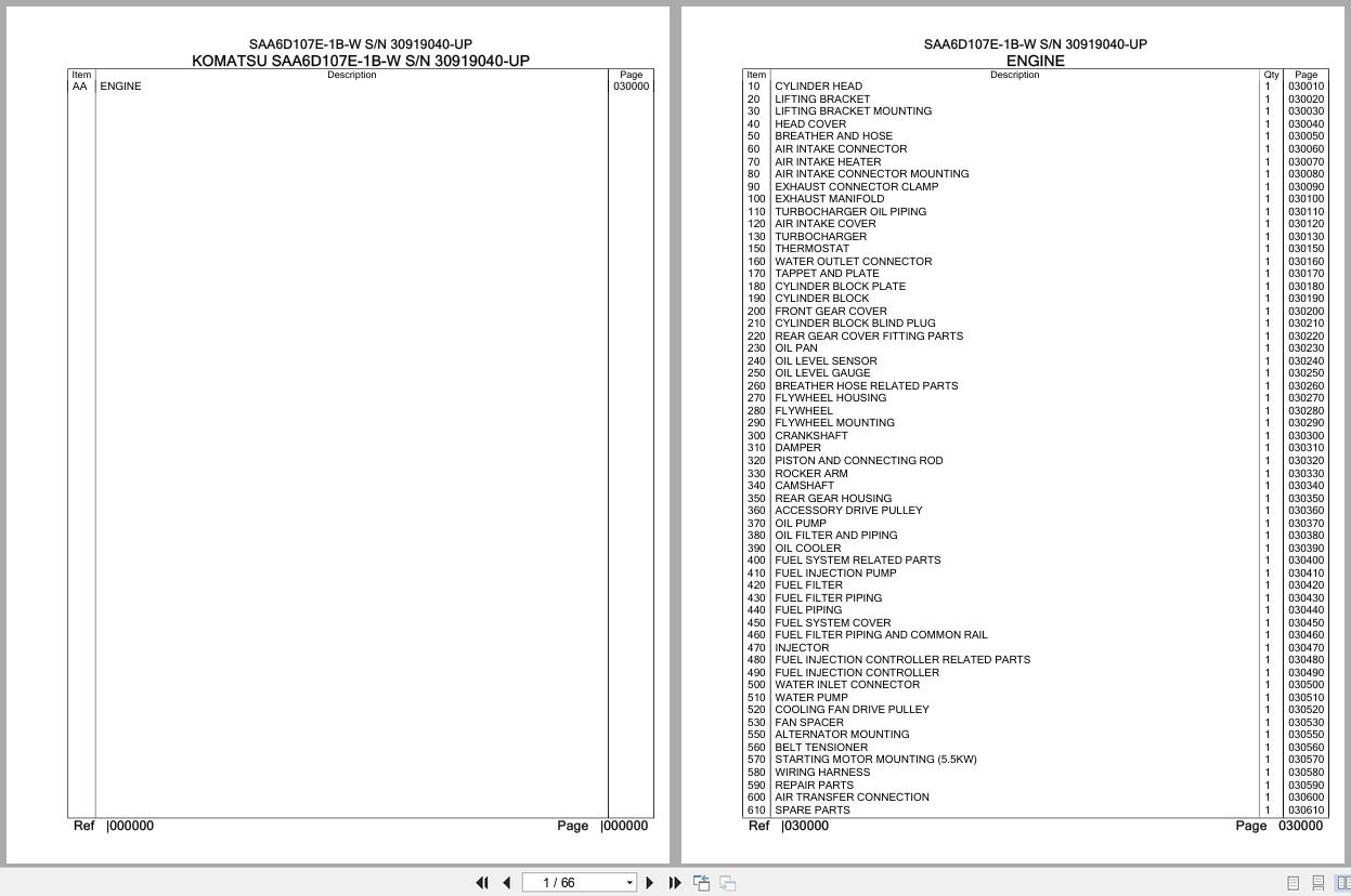 Komatsu Engine SAA6D107E 1B W 30919040 UP Parts Catalog (1)