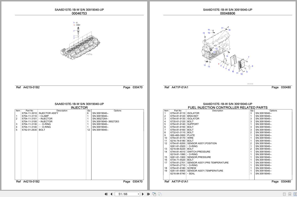 Komatsu Engine SAA6D107E 1B W 30919040 UP Parts Catalog (2)