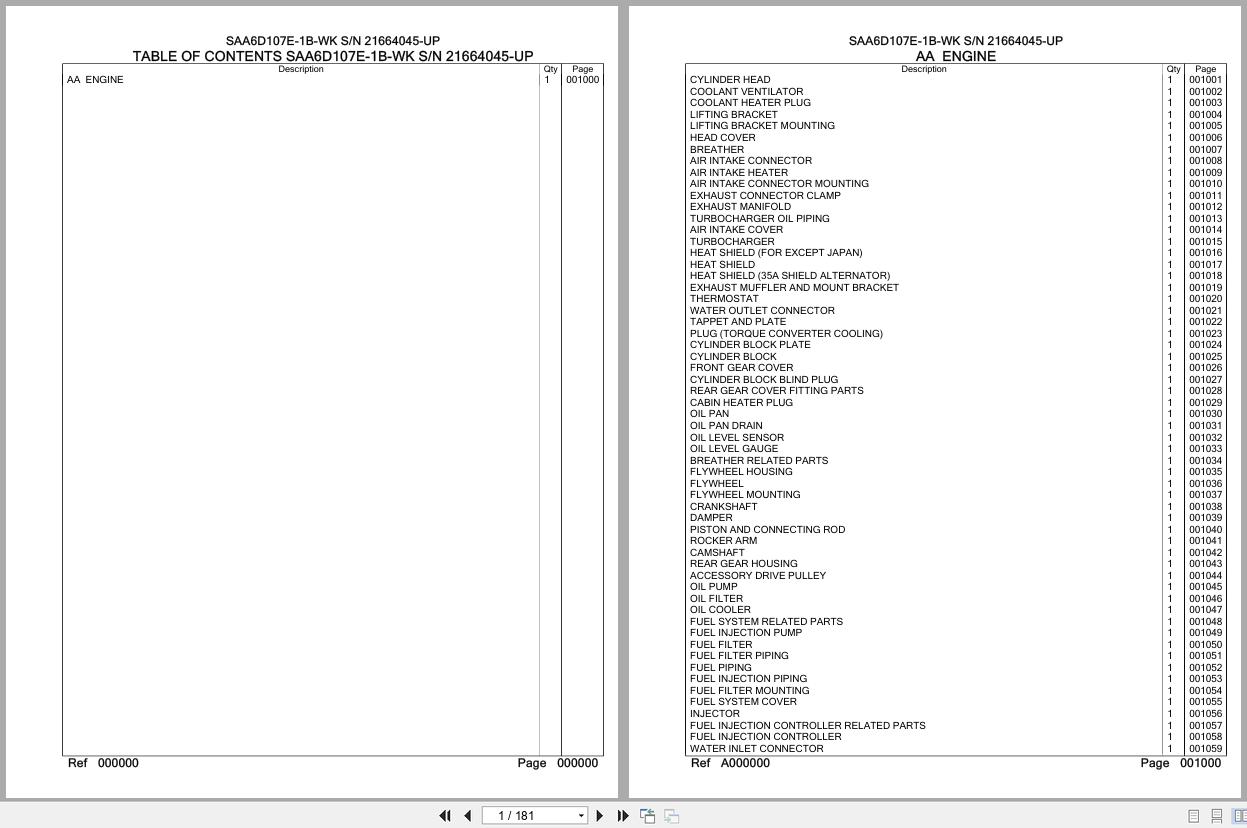 Komatsu Engine SAA6D107E 1B WK 21664045 UP Parts Catalog (1)