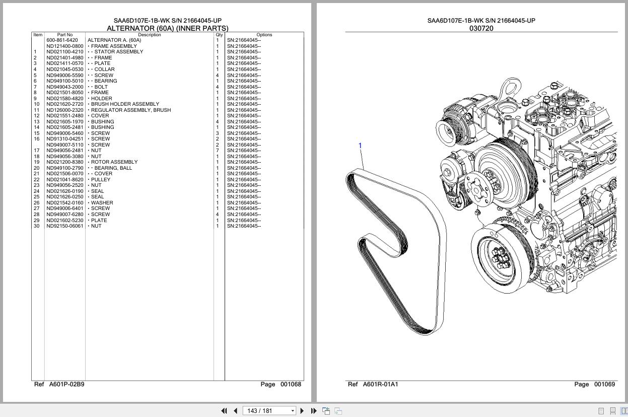 Komatsu Engine SAA6D107E 1B WK 21664045 UP Parts Catalog (2)