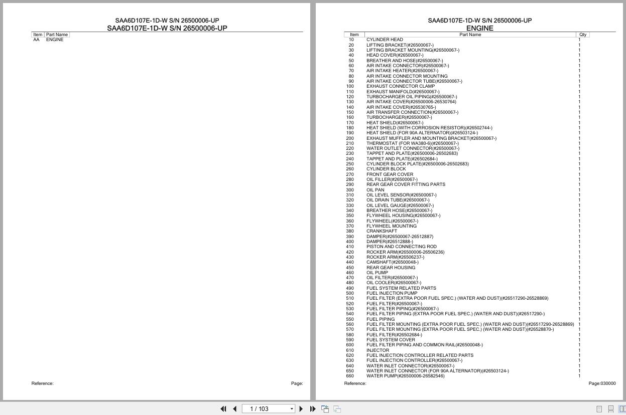Komatsu Engine SAA6D107E 1D W 26500006 UP Parts Catalog (1)