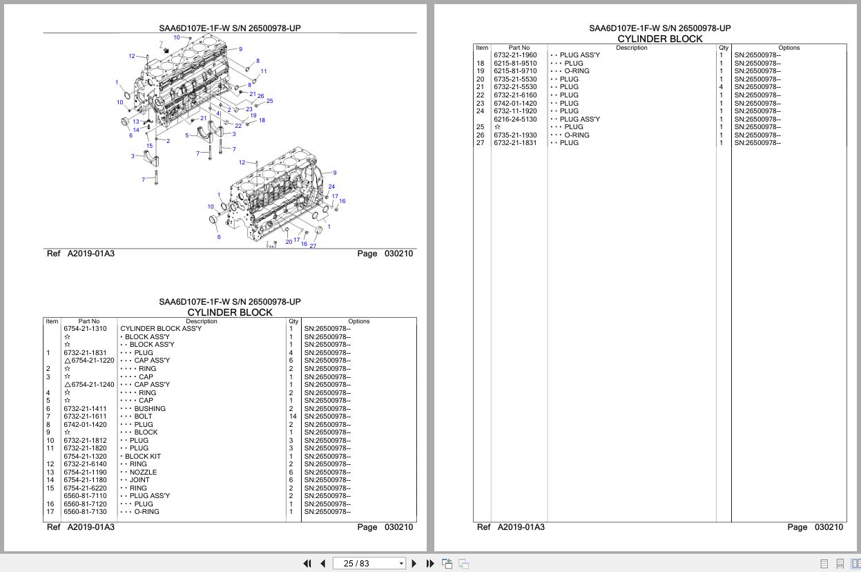 Komatsu Engine SAA6D107E 1F W 26500978 UP Parts Catalog (2)