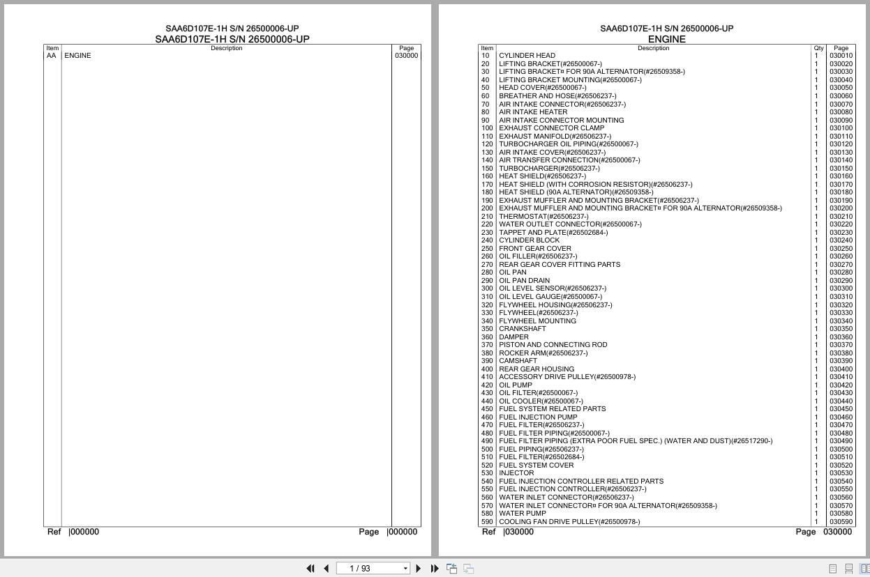Komatsu Engine SAA6D107E 1H 26500006 UP Parts Catalog (1)