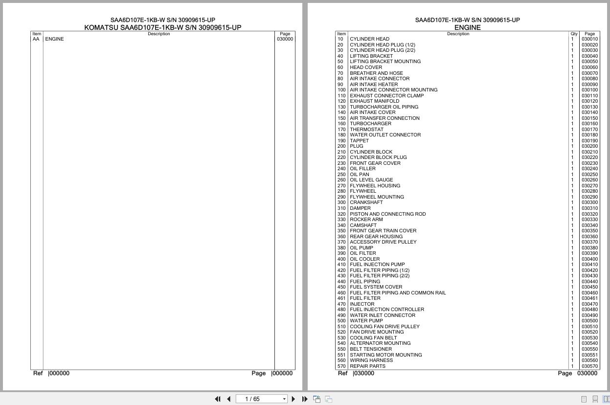 Komatsu Engine SAA6D107E 1KB W 30909615 UP Parts Catalog (1)