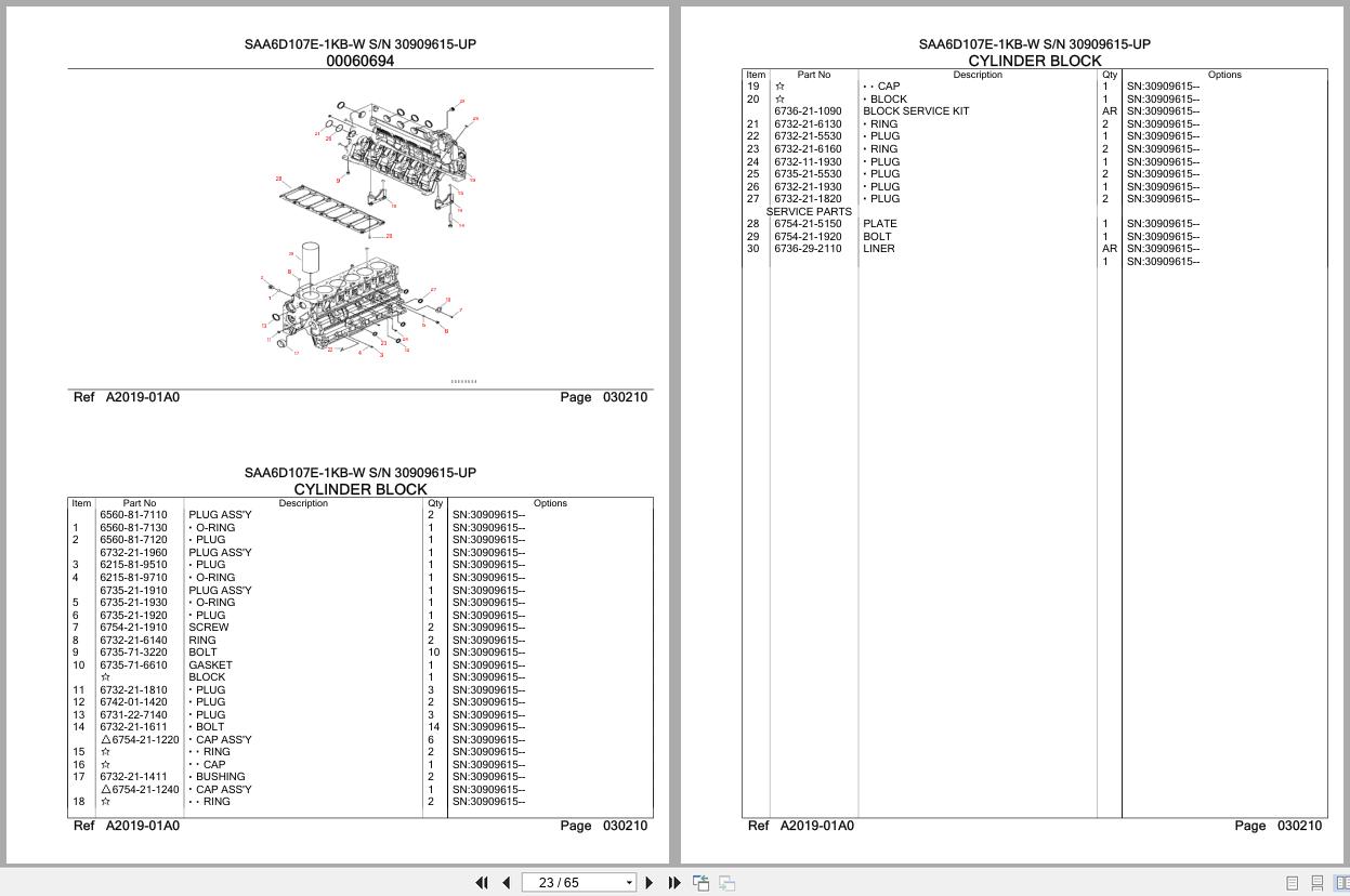 Komatsu Engine SAA6D107E 1KB W 30909615 UP Parts Catalog (2)