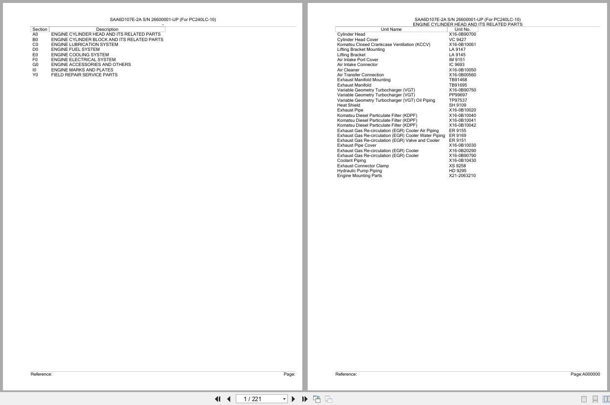 Komatsu Engine SAA6D107E 2A 26600001 UP Parts Catalog (1)