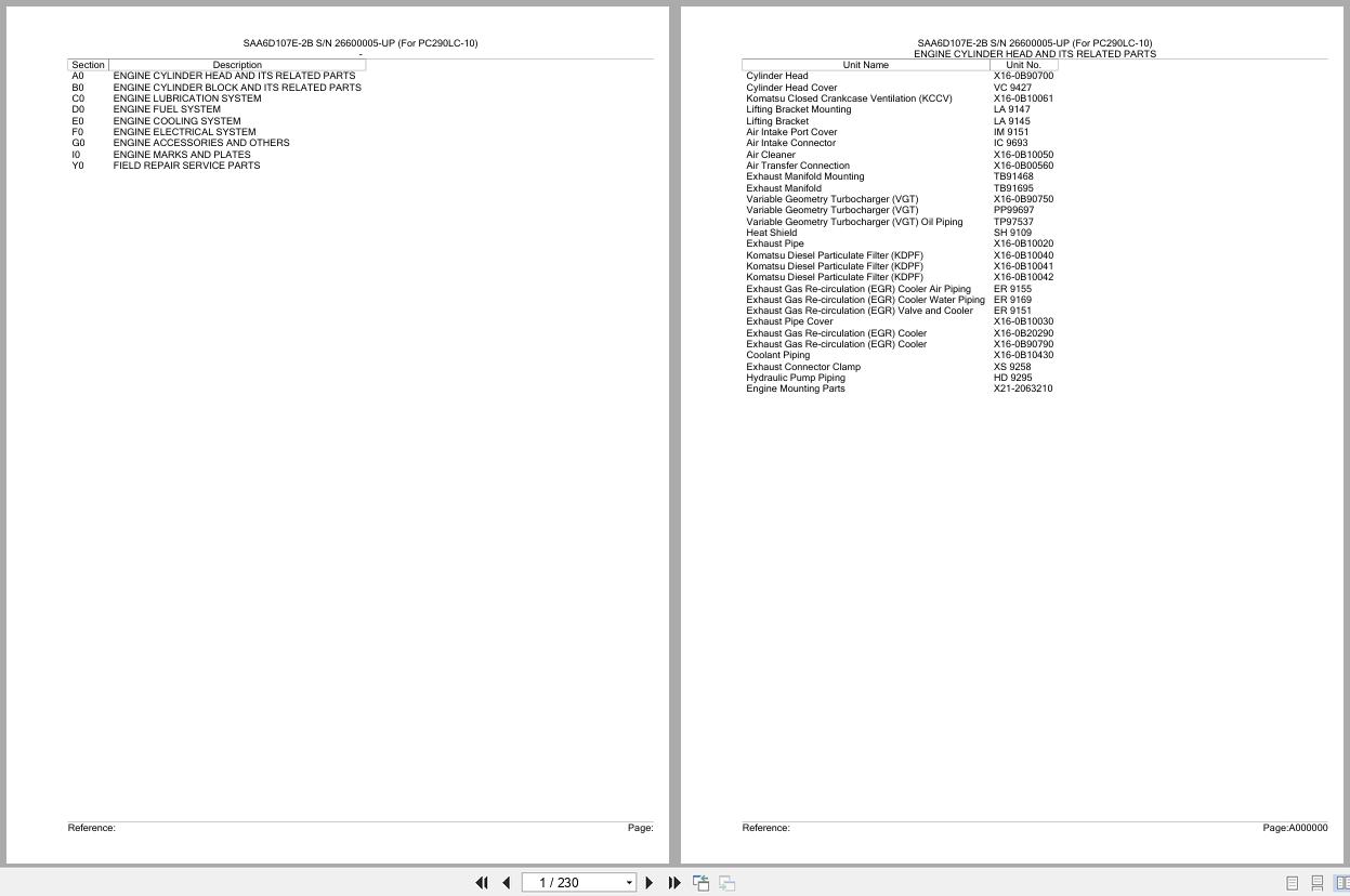 Komatsu Engine SAA6D107E 2B 26600005 UP Parts Catalog (1)