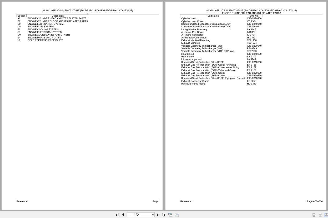 Komatsu Engine SAA6D107E 2D 26600207 UP Parts Catalog (1)