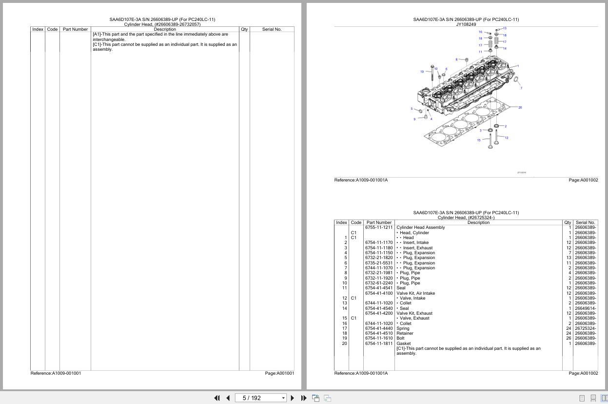 Komatsu Engine SAA6D107E 3A 26606389 UP Parts Catalog (2)