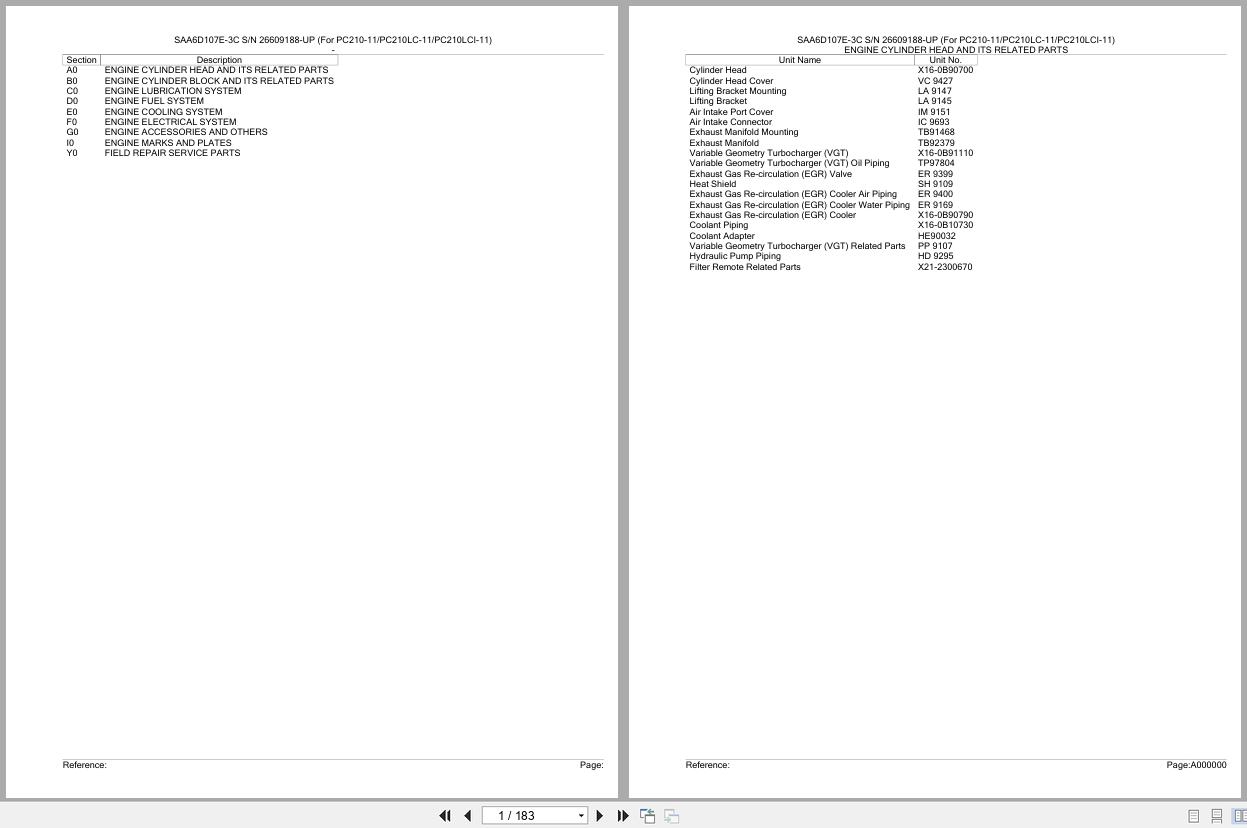 Komatsu Engine SAA6D107E 3C 26609188 UP Parts Catalog (1)