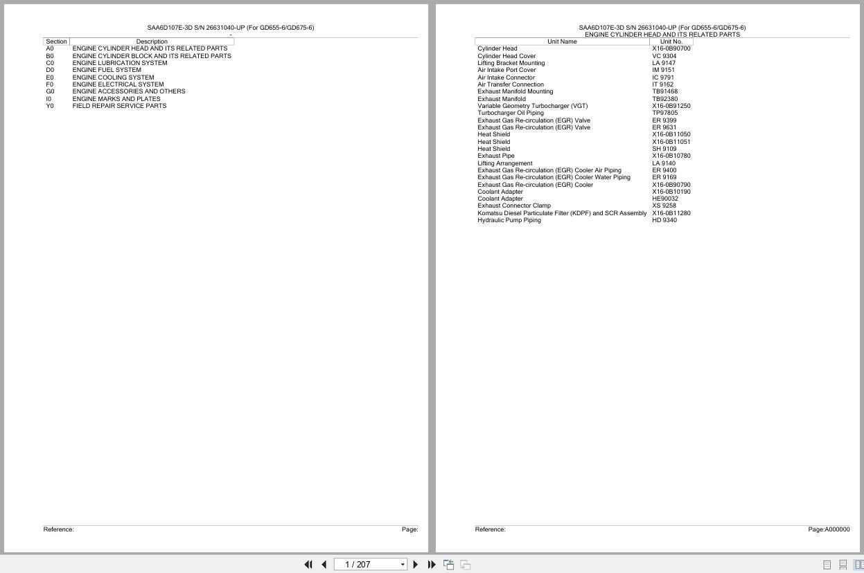 Komatsu Engine SAA6D107E 3D 26631040 UP Parts Catalog (1)