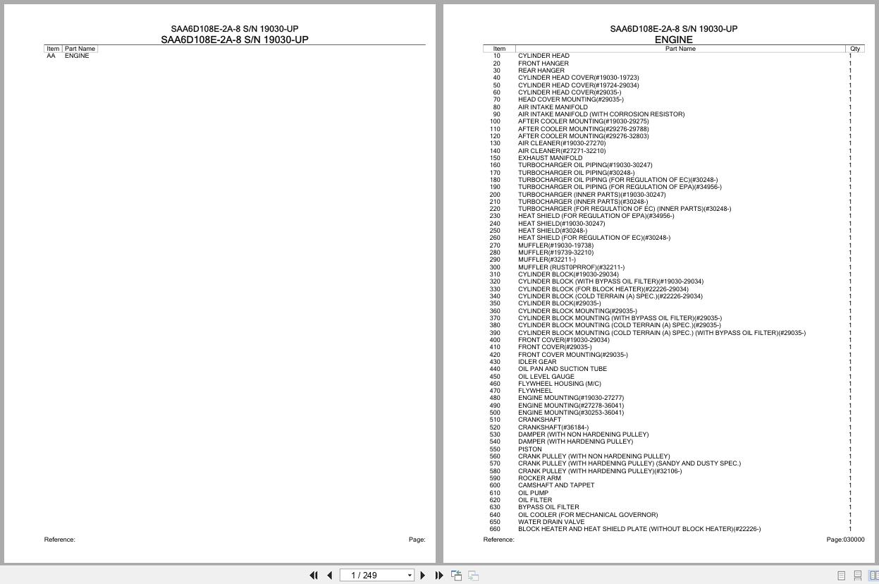 Komatsu Engine SAA6D108E 2A 8 19030 UP Parts Catalog (1)