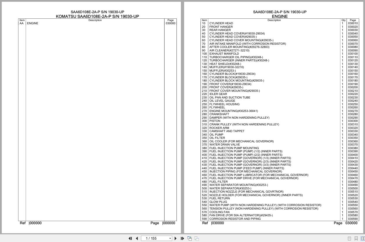 Komatsu Engine SAA6D108E 2A P 19030 UP Parts Catalog (1)