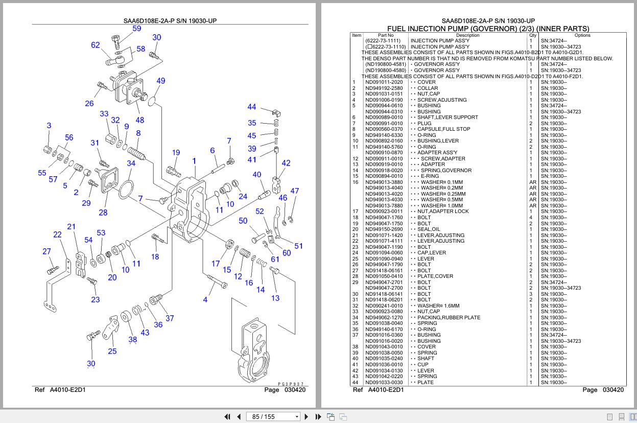 Komatsu Engine SAA6D108E 2A P 19030 UP Parts Catalog (2)