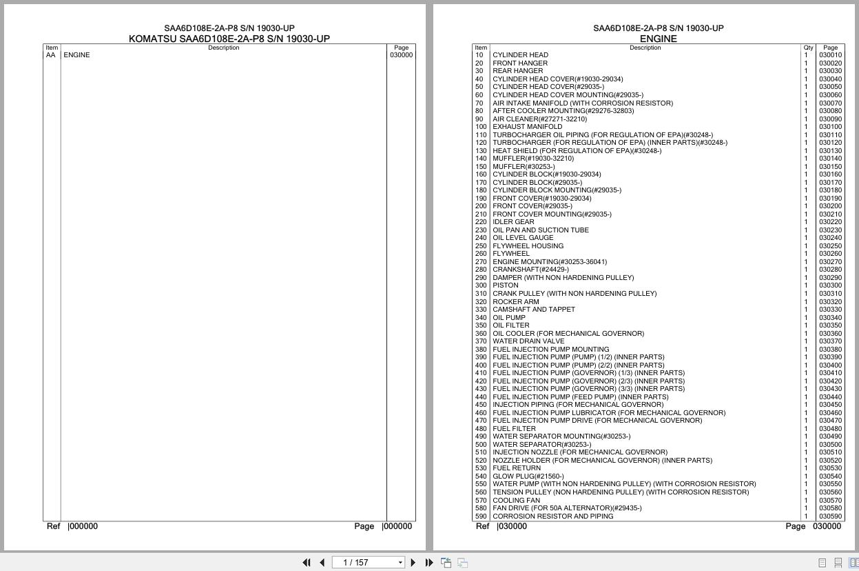 Komatsu Engine SAA6D108E 2A P8 19030 UP Parts Catalog (1)