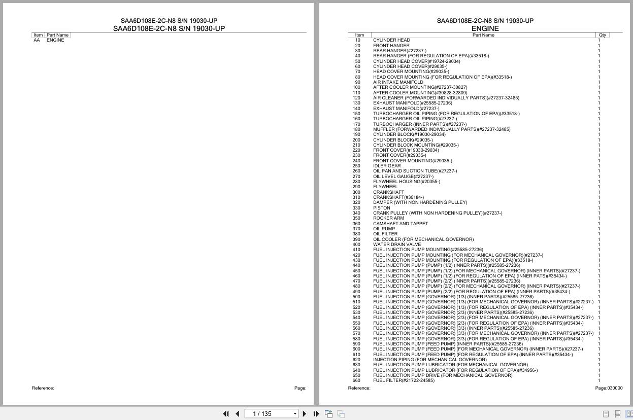Komatsu Engine SAA6D108E 2C N8 19030 UP Parts Catalog (1)