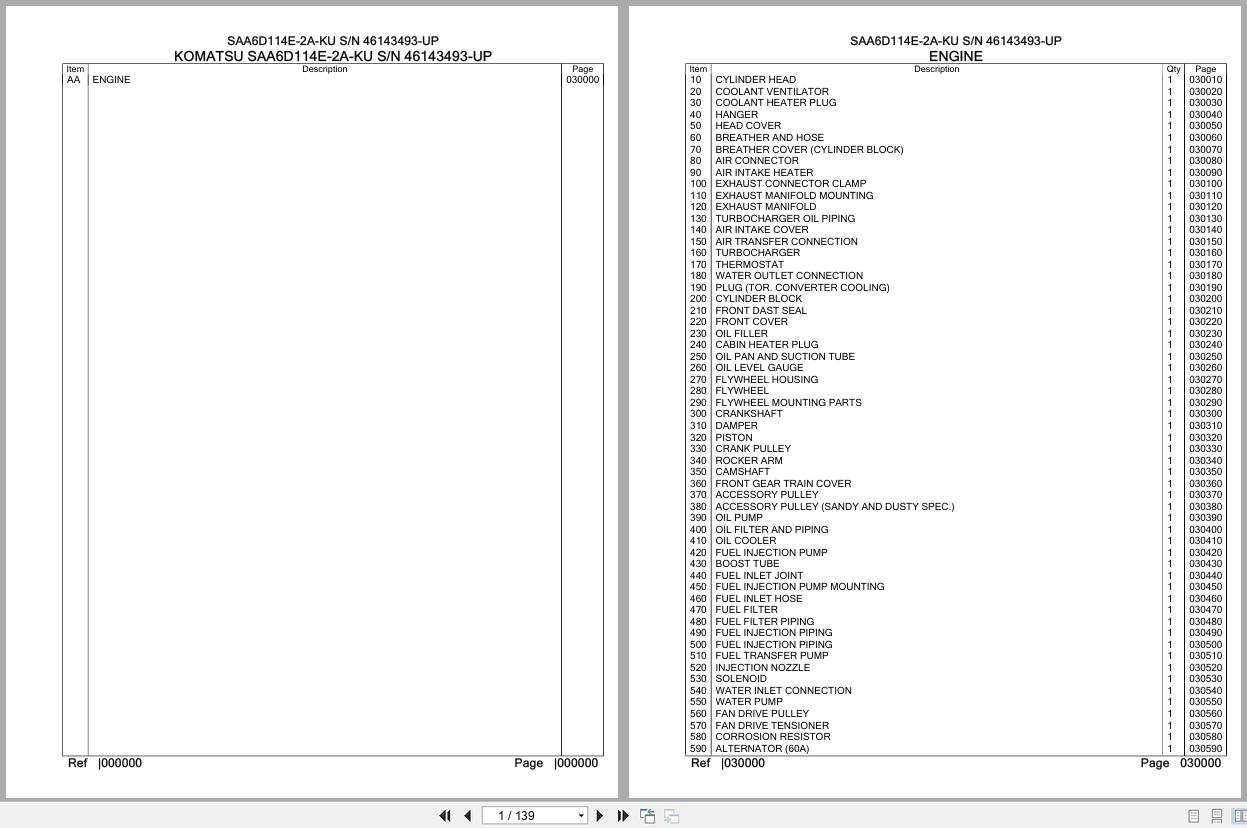 Komatsu Engine SAA6D114E 2A KU 46143493 UP Parts Catalog (1)