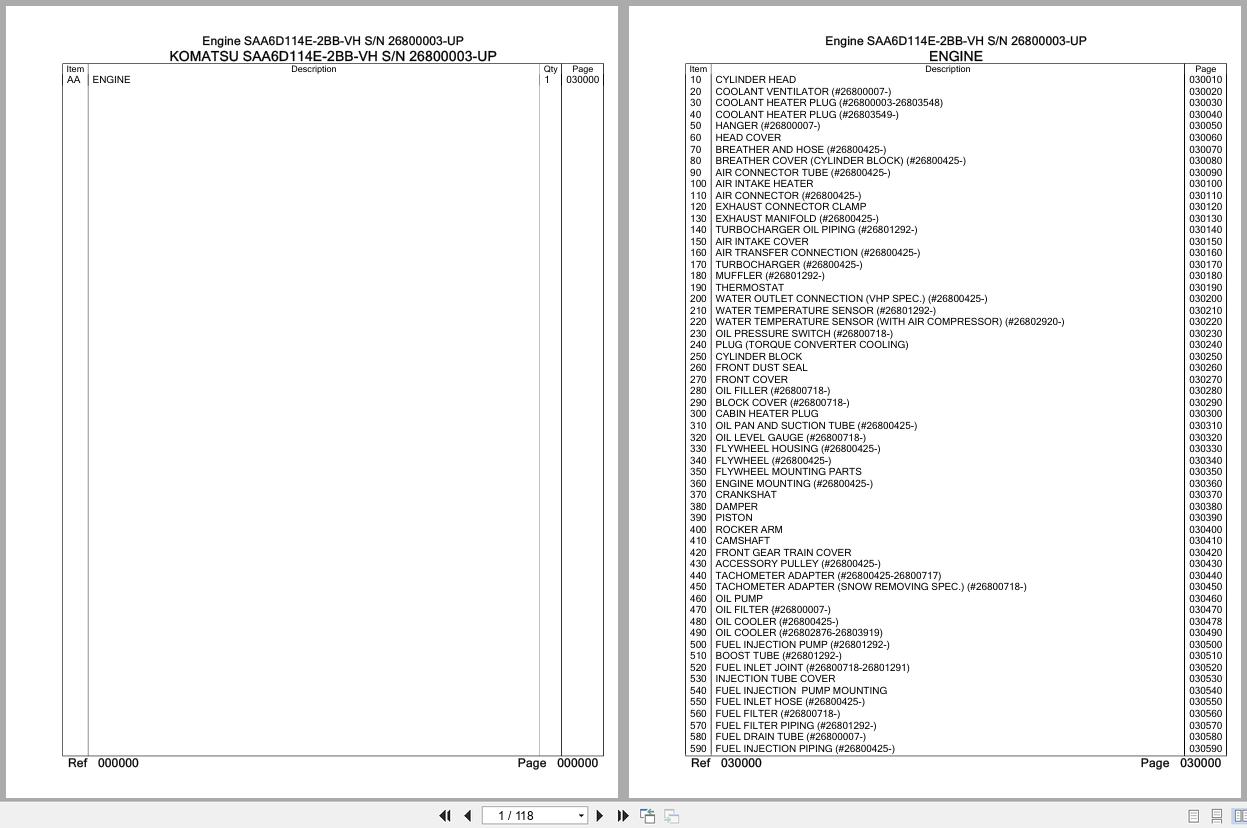 Komatsu Engine SAA6D114E 2BB VH 26800003 UP Parts Catalog (1)