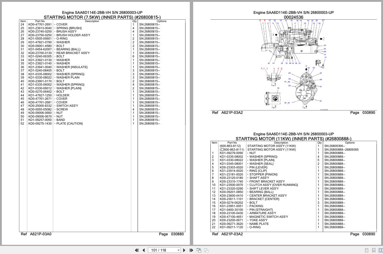 Komatsu Engine SAA6D114E 2BB VH 26800003 UP Parts Catalog (3)