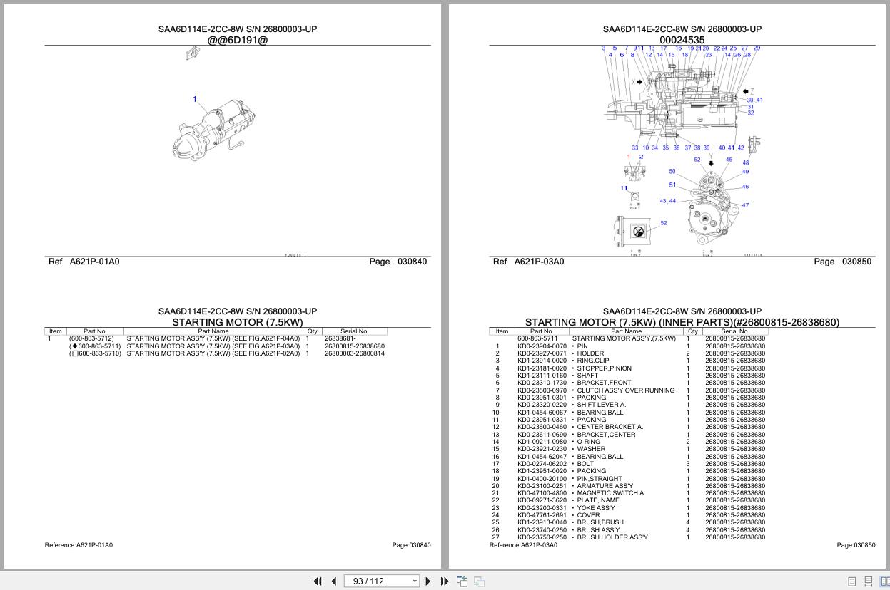 Komatsu Engine SAA6D114E 2CC 8W 26800003 UP Parts Catalog (2)