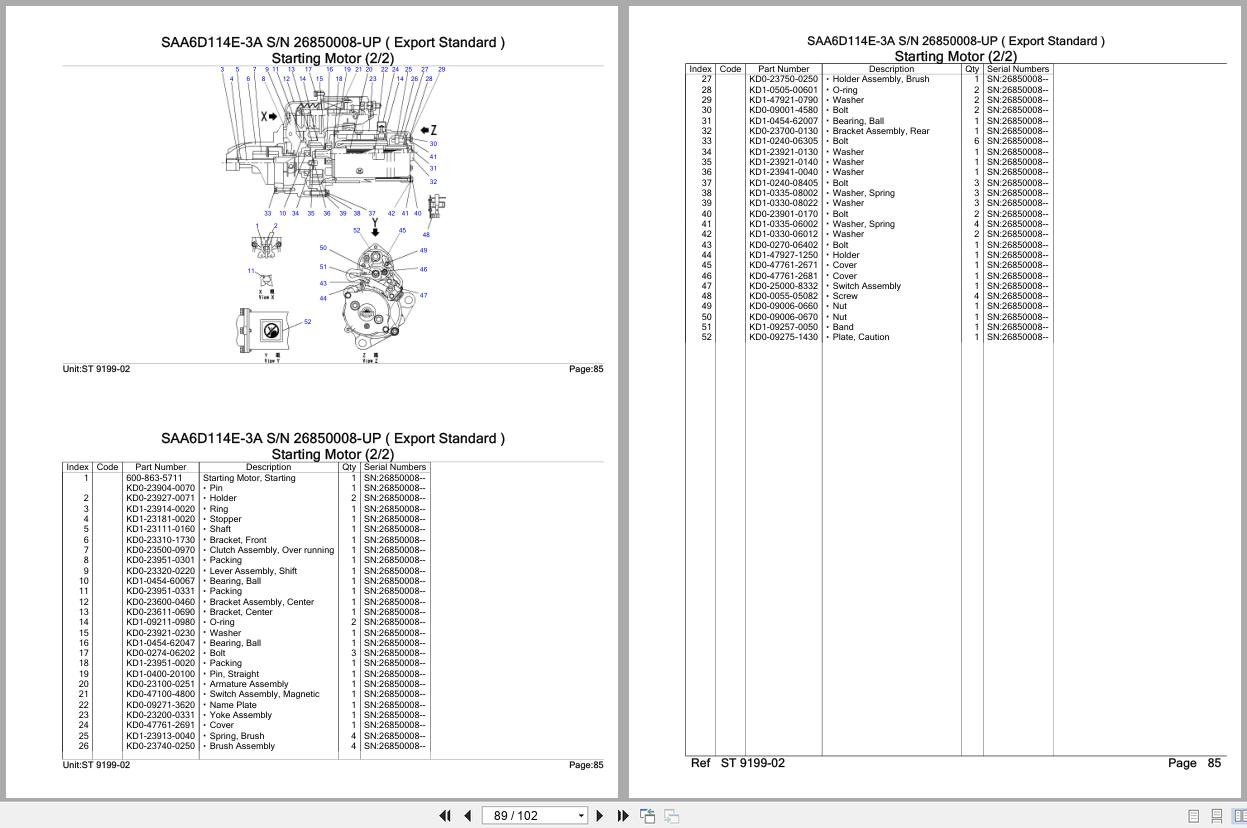 Komatsu Engine SAA6D114E 3A 26850008 UP Parts Catalog (2)