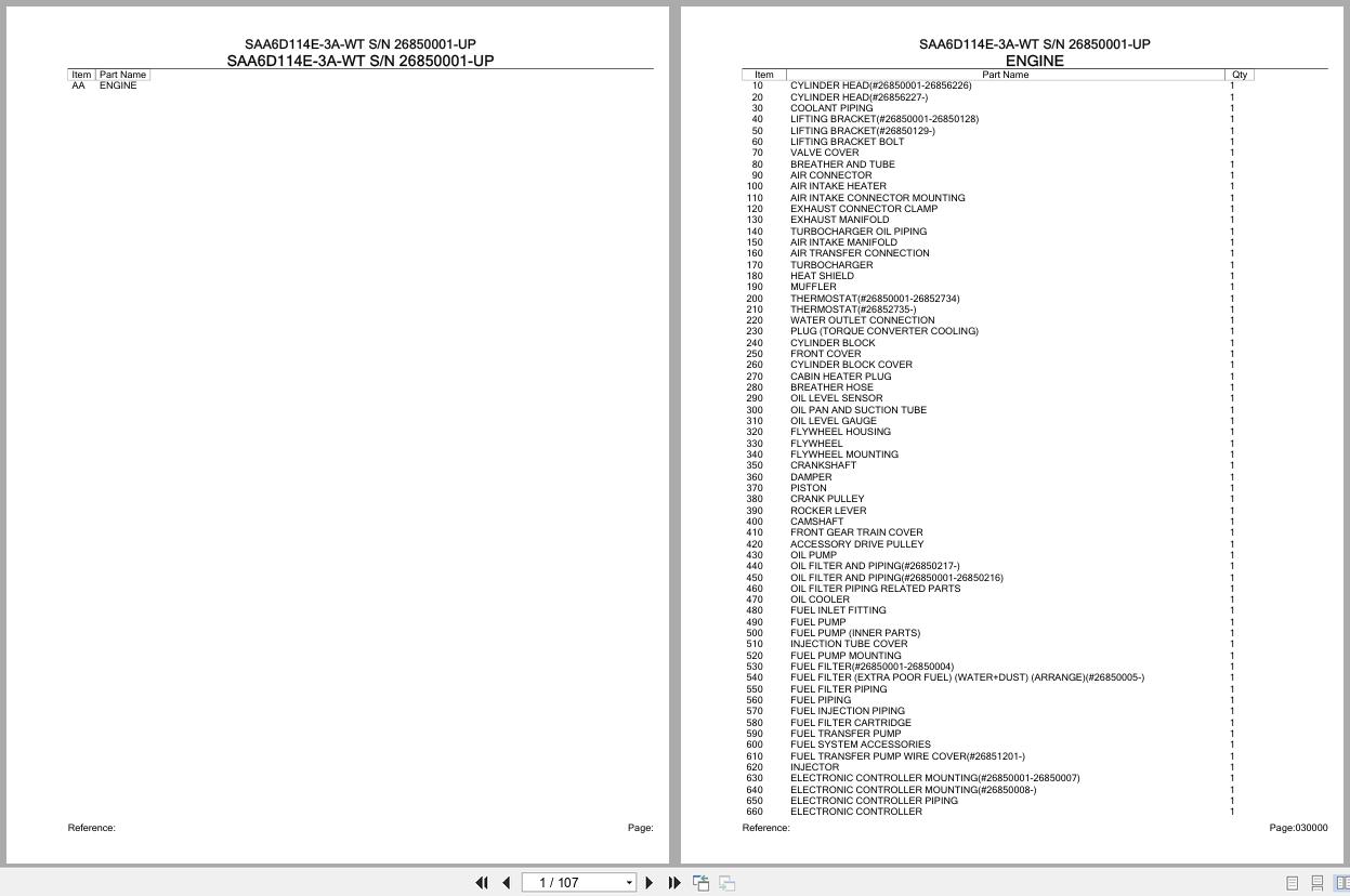 Komatsu Engine SAA6D114E 3A WT 26850001 UP Parts Catalog (1)