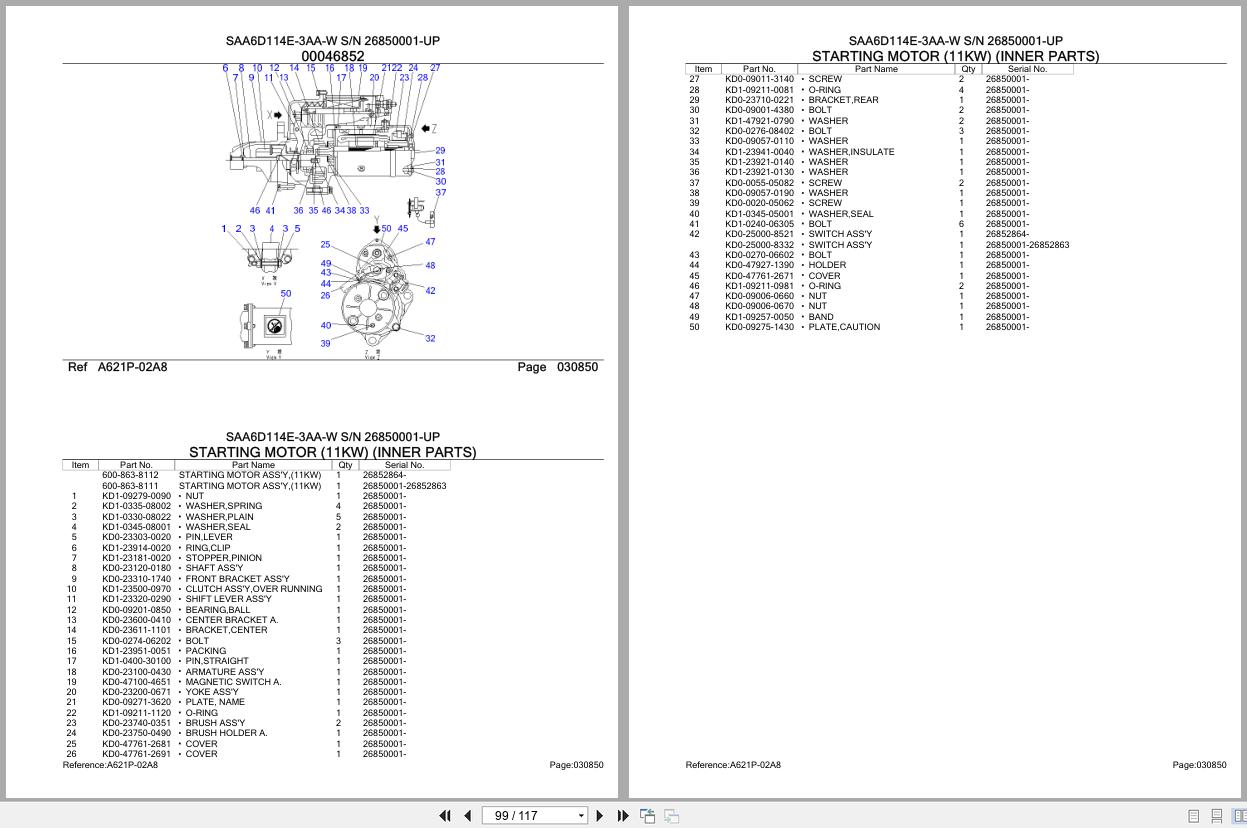 Komatsu Engine SAA6D114E 3AA W 26850001 UP Parts Catalog (2)