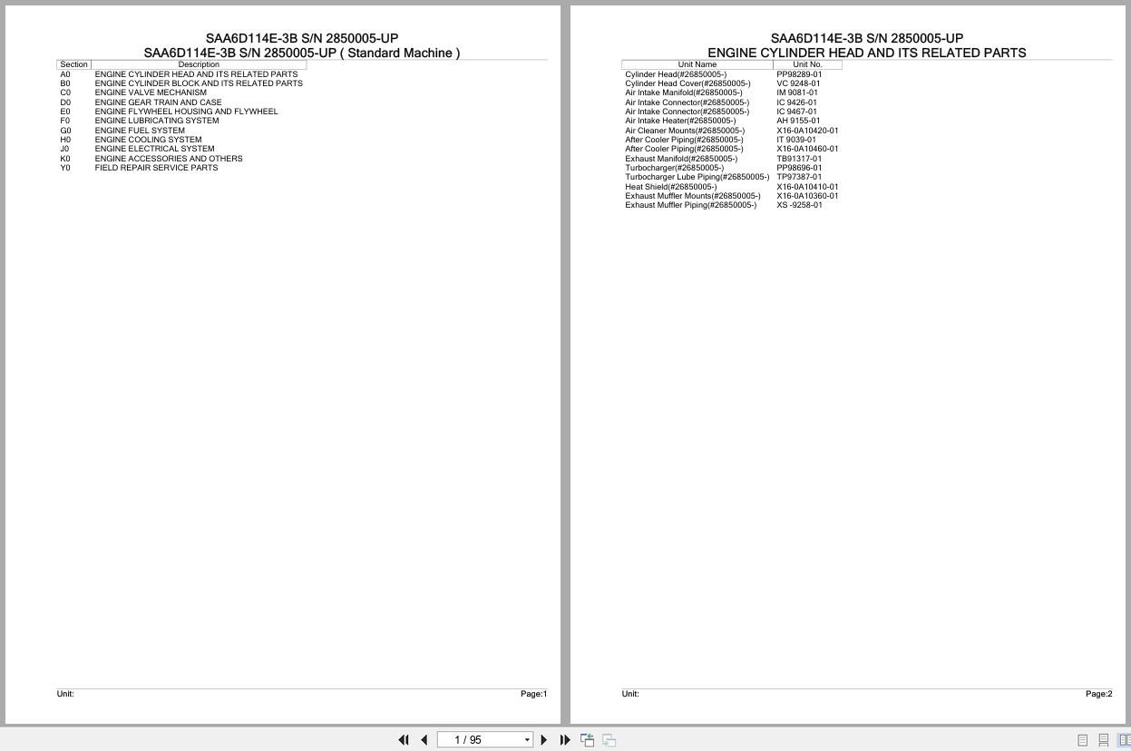 Komatsu Engine SAA6D114E 3B 2850005 UP Parts Catalog (1)