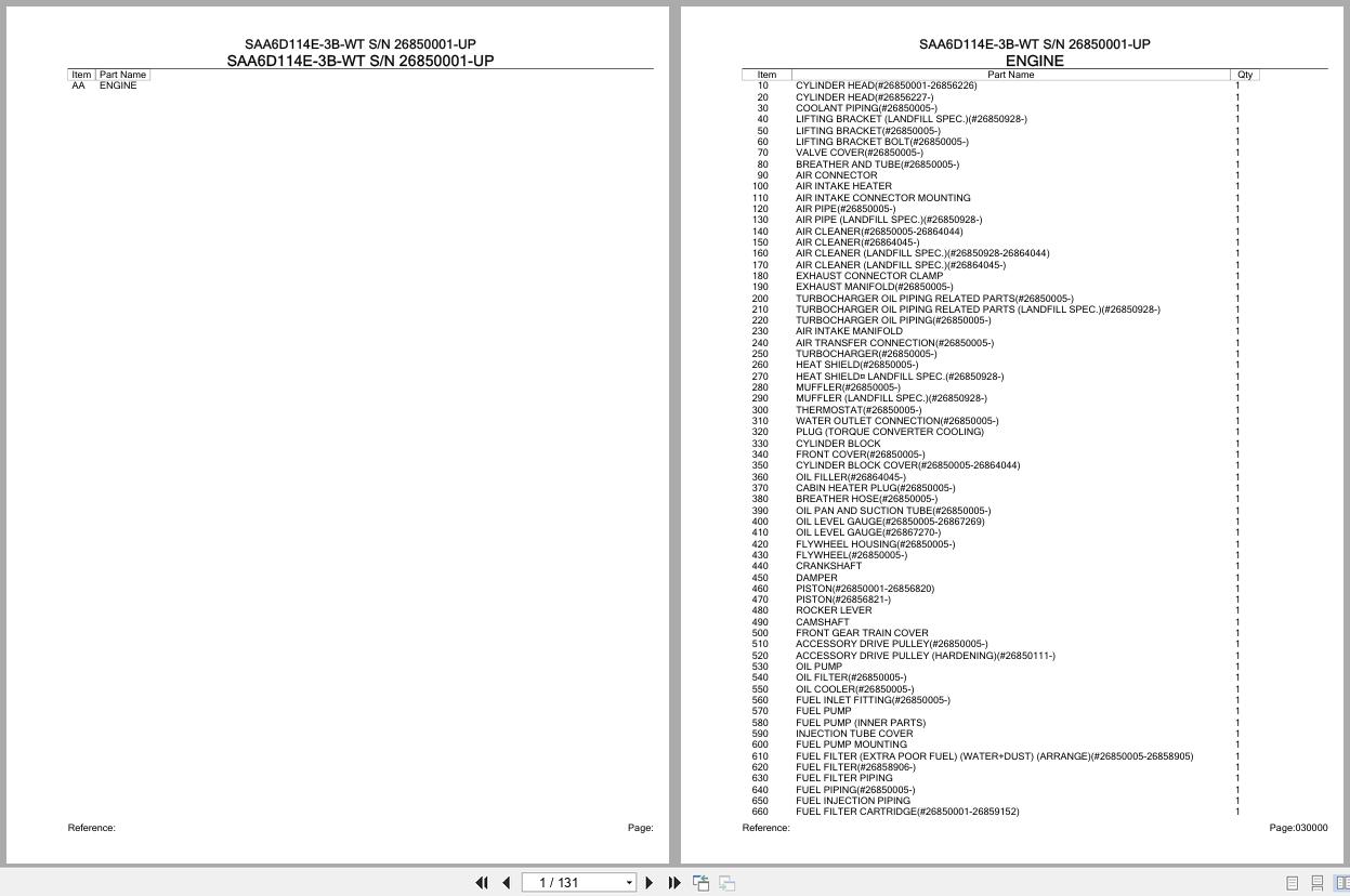 Komatsu Engine SAA6D114E 3B WT 26850001 UP Parts Catalog (1)