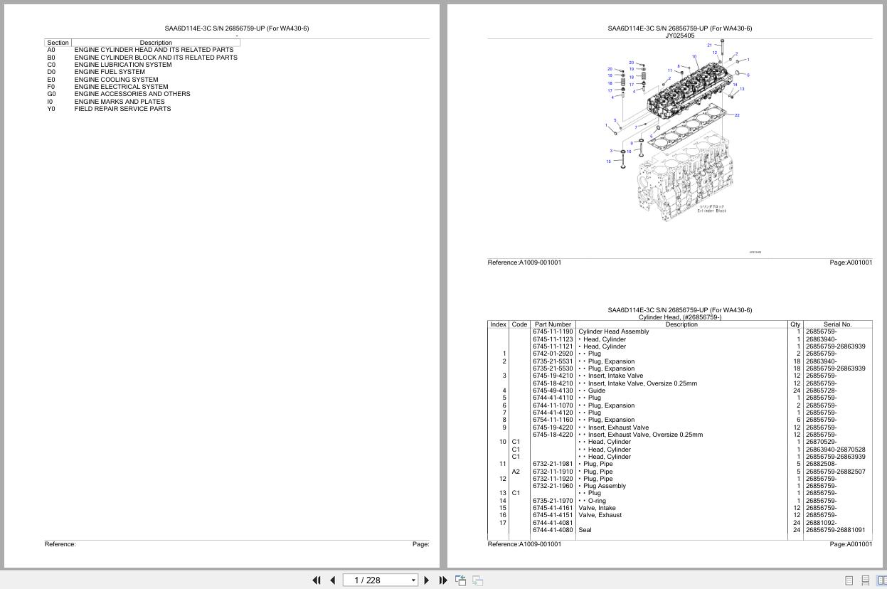 Komatsu Engine SAA6D114E 3C 26856759 UP Parts Catalog (1)