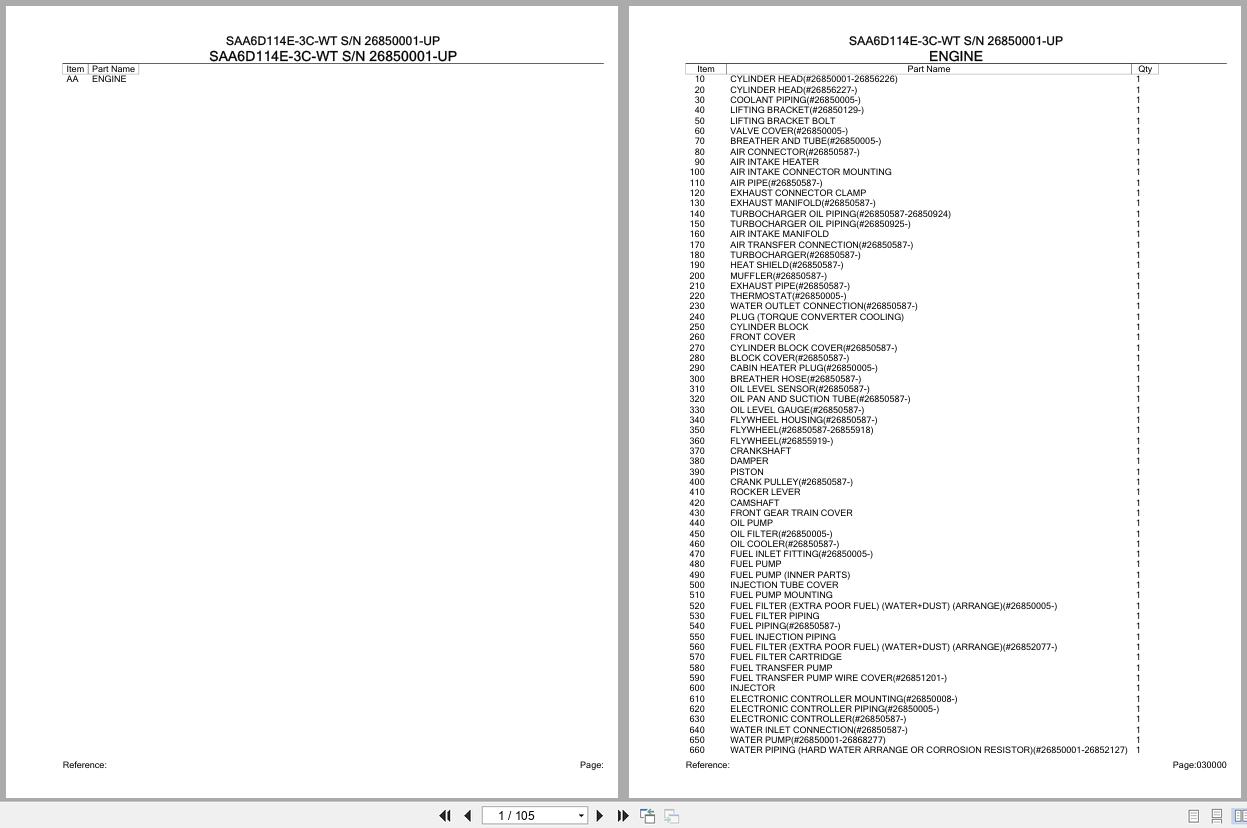 Komatsu Engine SAA6D114E 3C WT 26850001 UP Parts Catalog (1)