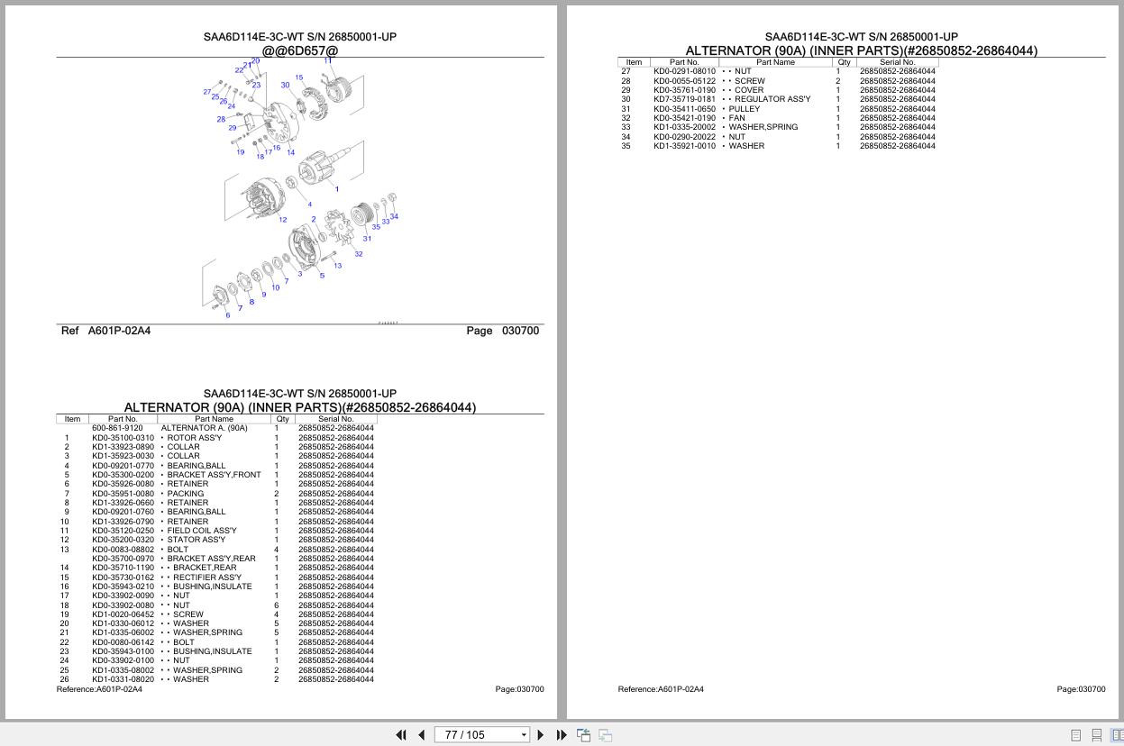 Komatsu Engine SAA6D114E 3C WT 26850001 UP Parts Catalog (2)