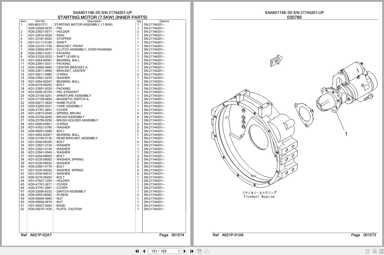 Komatsu Engine SAA6D114E 3D 21744201 UP Parts Catalog (2)