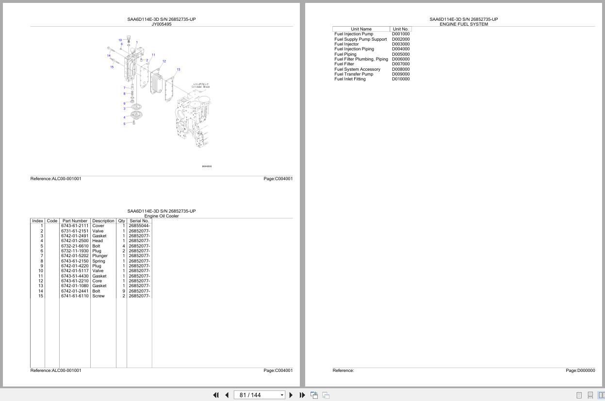 Komatsu Engine SAA6D114E 3D 26852735 UP Parts Catalog (2)