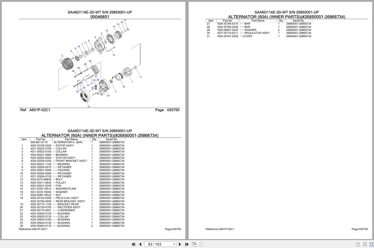 Komatsu Engine SAA6D114E 3D WT 26850001 UP Parts Catalog (2)