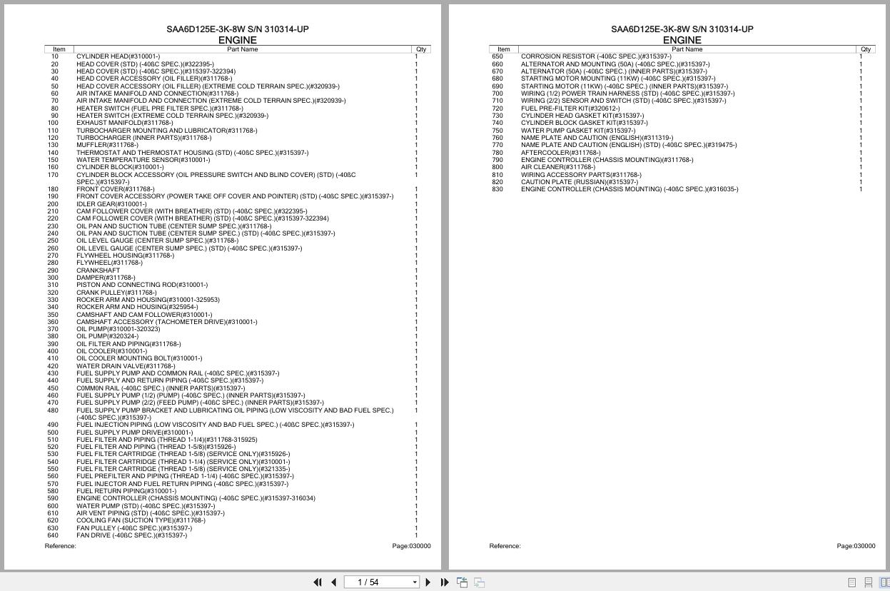 Komatsu Engine SAA6D125E 3K 8W 310314 UP Parts Catalog (1)